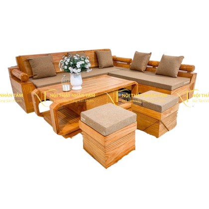 Sofa Gỗ Gõ Đỏ Góc Chữ L-SF1004