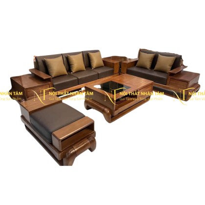 Sofa Gỗ Sồi Óc Chó Hiện Đại 5 món kèm Nệm-SF1005